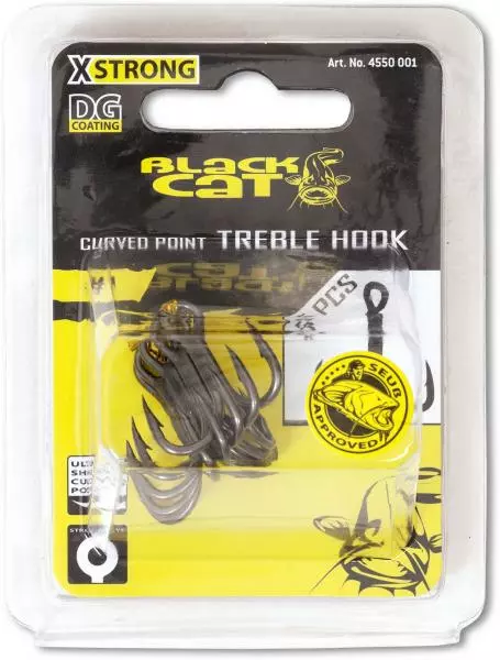Visspullen Black Cat Curved Point Treble Hook DG (5 Stuks) 2 Visspullen Black Cat Curved Point Treble Hook DG (5 Stuks) - Afbeelding 2