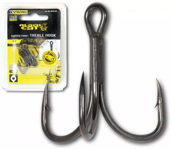 Visspullen Black Cat Curved Point Treble Hook DG (5 Stuks) 1 Visspullen Black Cat Curved Point Treble Hook DG (5 Stuks)